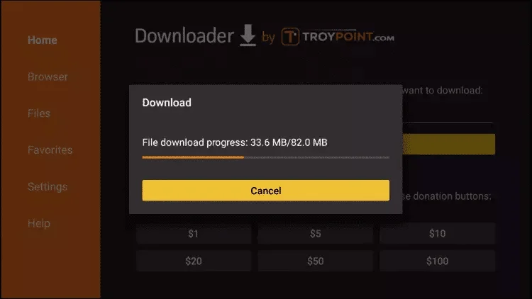 Download progress screen for IPTV Smarters Pro